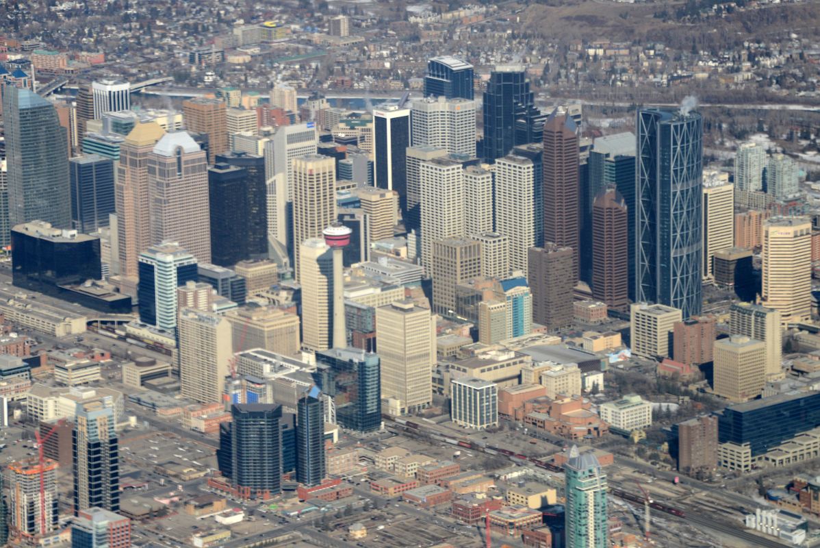 02C Calgary Downtown Close Up From The Air In Winter